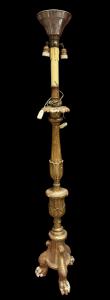 LAMP242 - Lacquered and sculpted wooden candlestick, dimensions cm W 32 x D 33 x H 172
